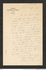Nachlass Franz Steindachner, Brief von Edmond Perrier an Franz Steindachner (02.02.1907), Inv.Nr. 391.01, Seite 1